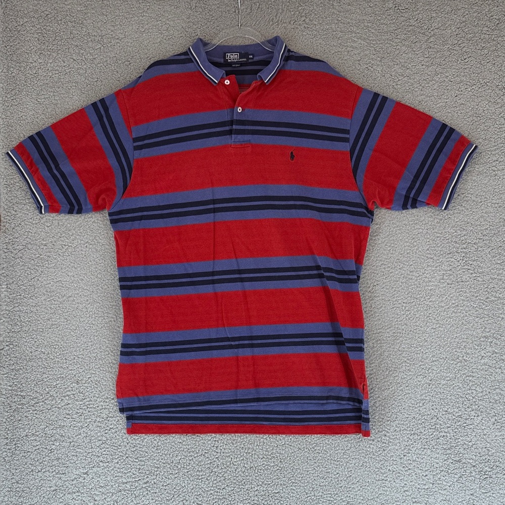 Polo by Ralph Lauren men’s 2XL Red & Blue Striped Polo Shirt short sleeve